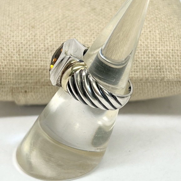 David Yurman Citrine Albion Ring .925/14K - Picture 4 of 9